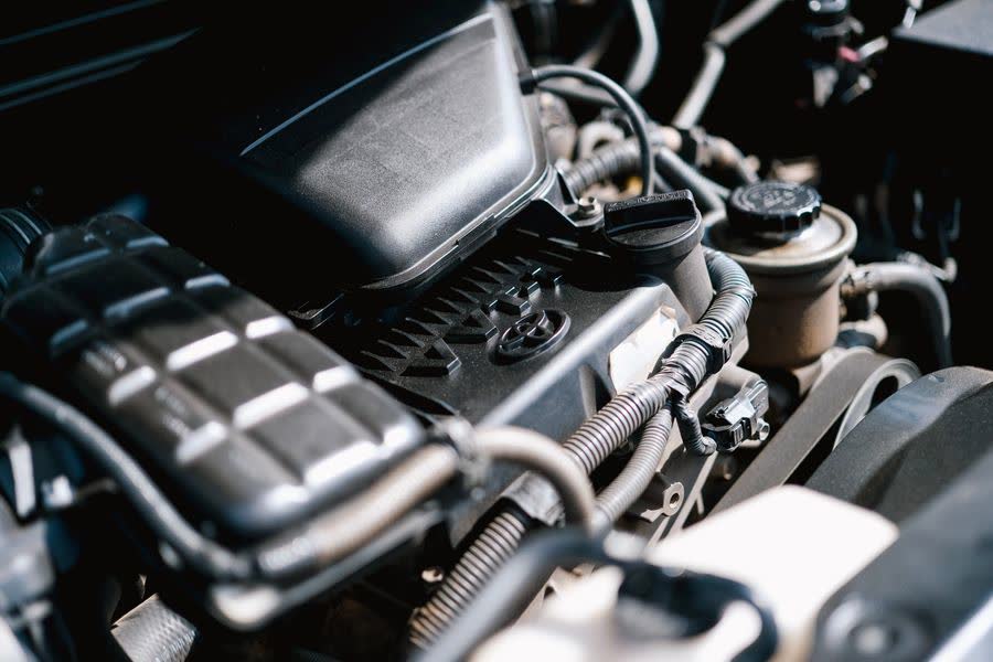 Clean engine bay close-up